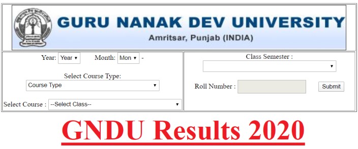 GNDU Amritsar Results 2020