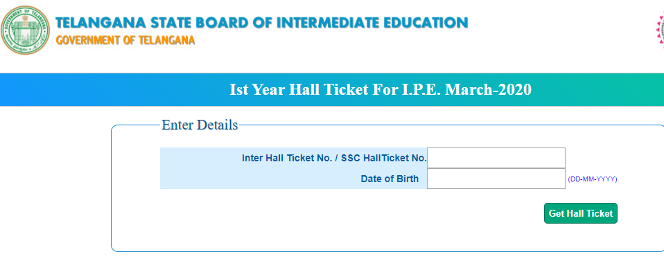 TS First Year Hall Ticket for IPE March 2020