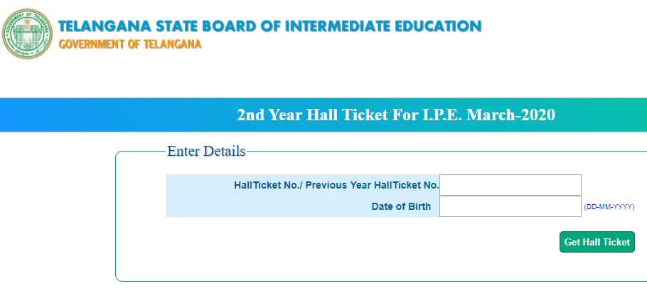 TS Second Year Hall Ticket for IPE March 2020