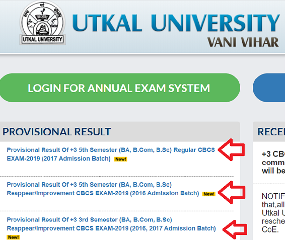 Utkal University Results 2020 uuems.in