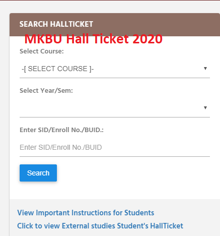 MKBU Hall Ticket 2020